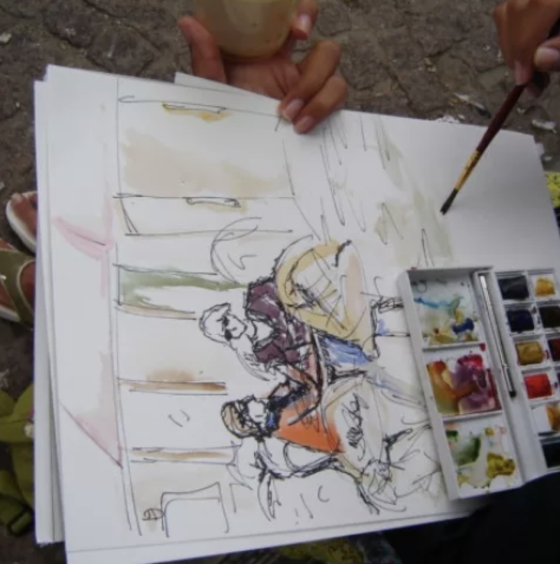 Anniversaire peinture "carnet de voyage" à domicile - 3/14 ans - Paris