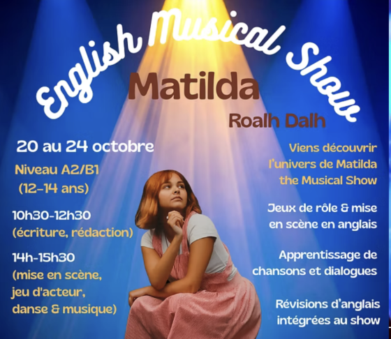 Stage Comédie Musicale en anglais 5j - 12/15 ans - Lyon 6e