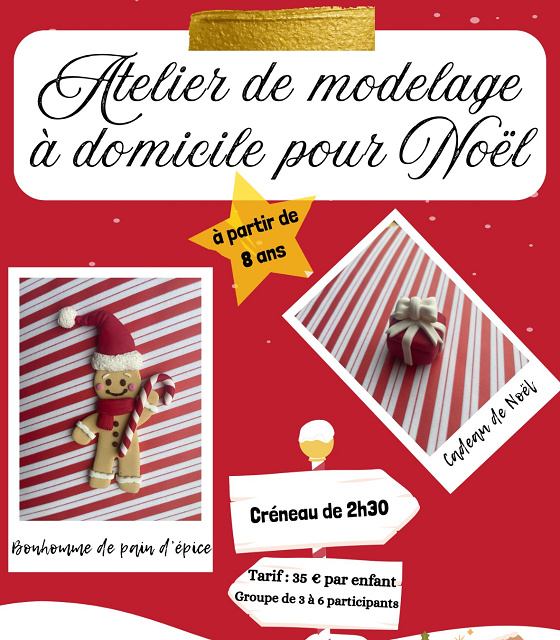 Stage de modelage de Noël en pâte polymère à domicile - 8/15 ans - Paris et Haut-de-France