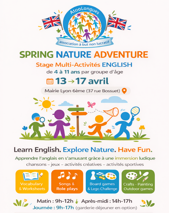 Stage Multi-Activités Anglais 5j - 4/11 ans - Lyon 6è